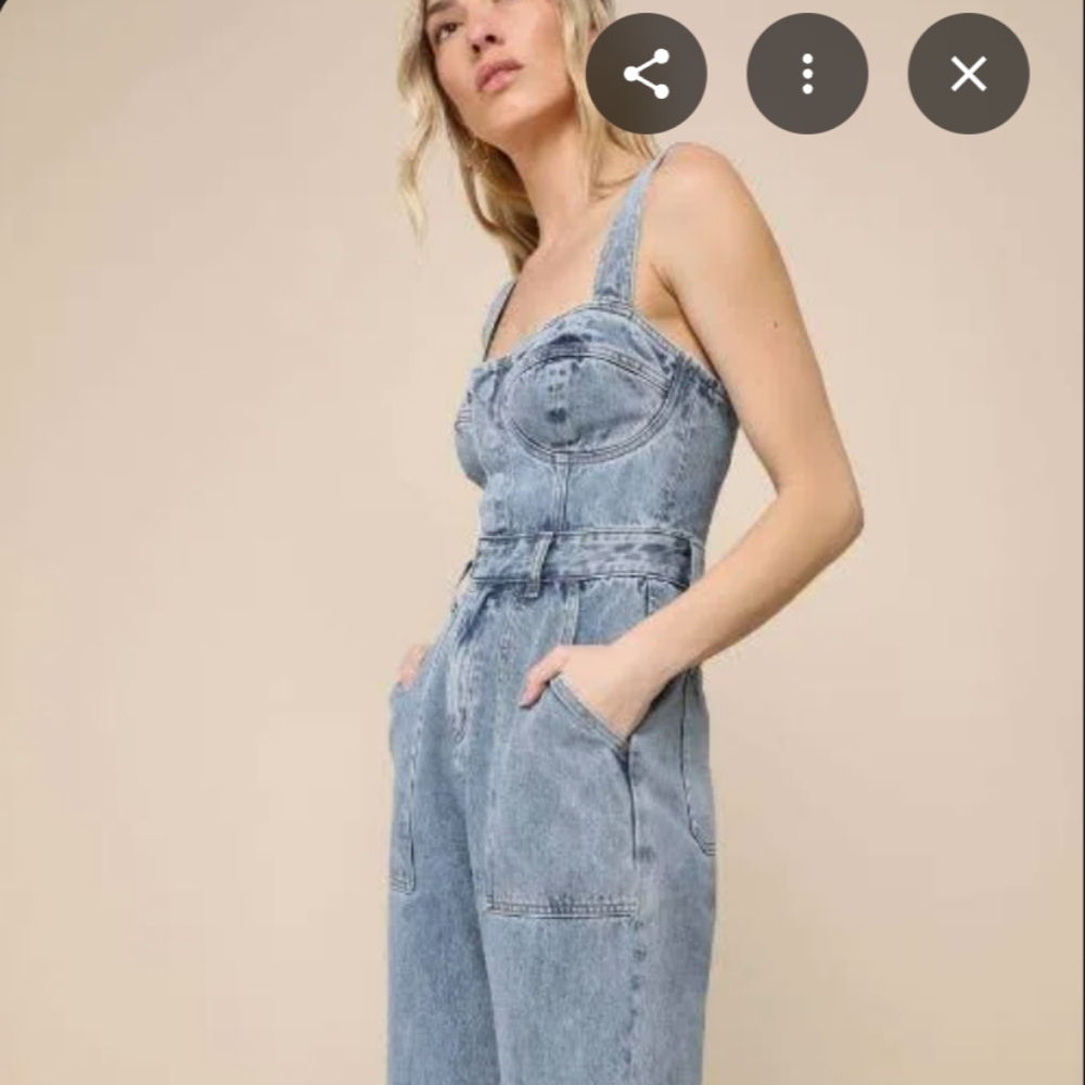 Emerson Lang Women's Light Blue Denim Jumpsuit